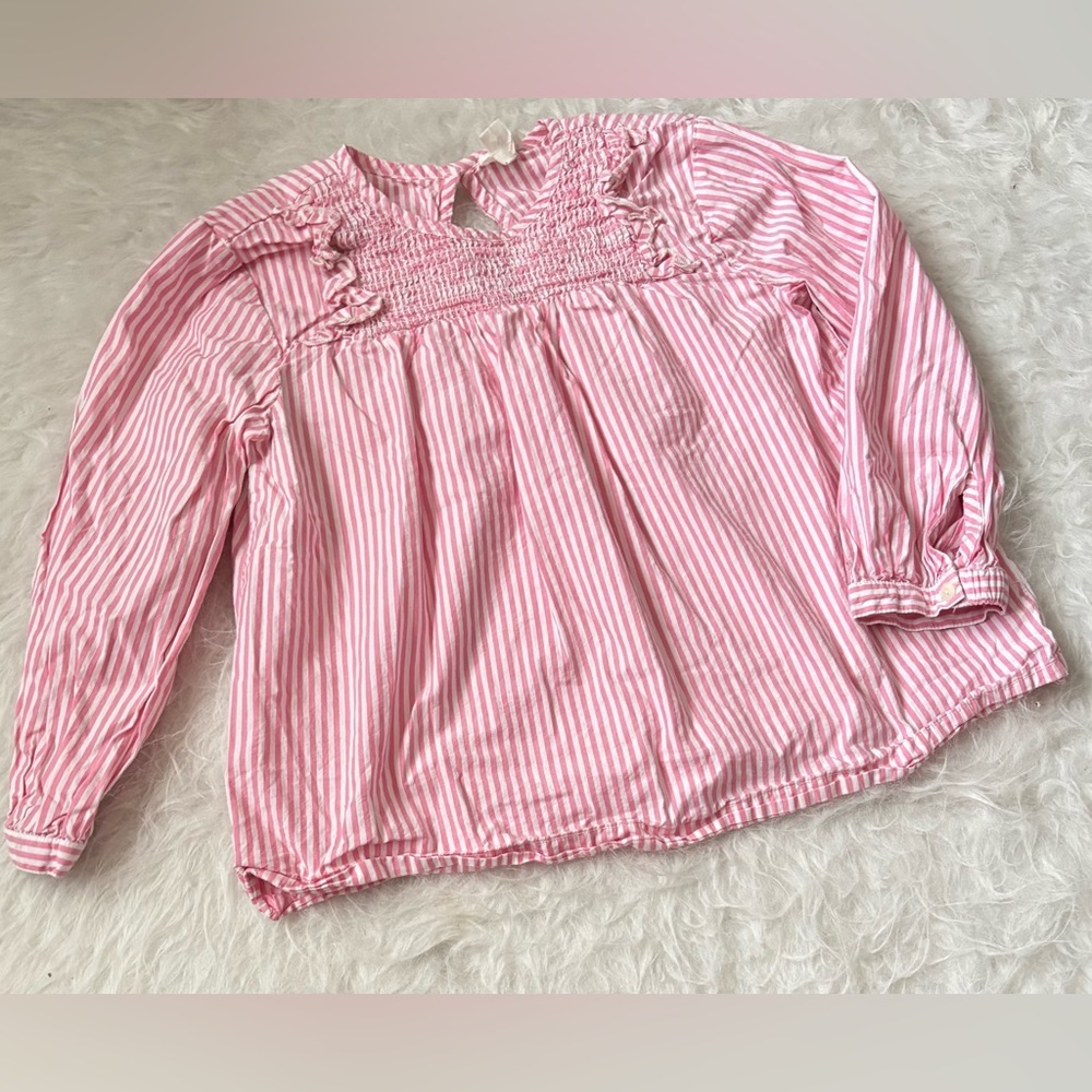 Crewcuts Coastal Pink and White Striped 100% Cotton Blouse